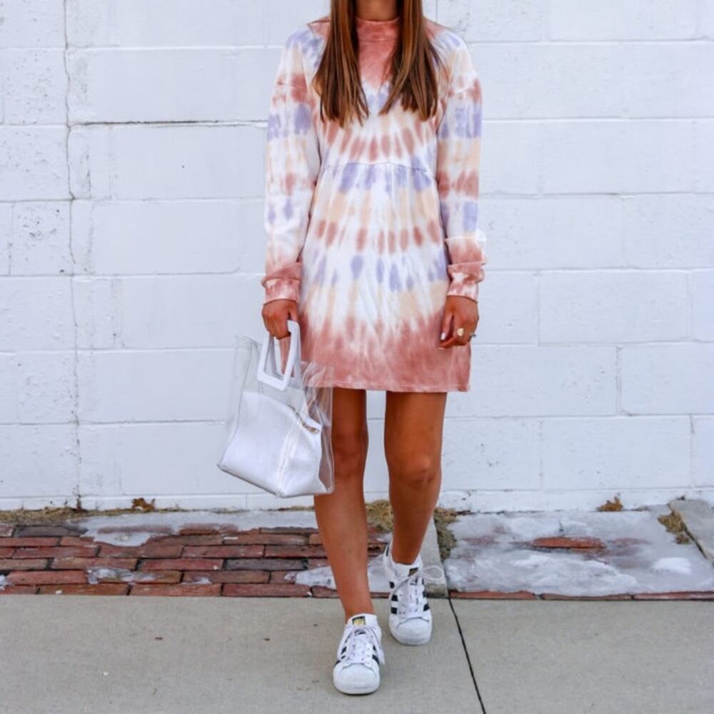 Wild fable tie dye long sleeve mock neck dress xs